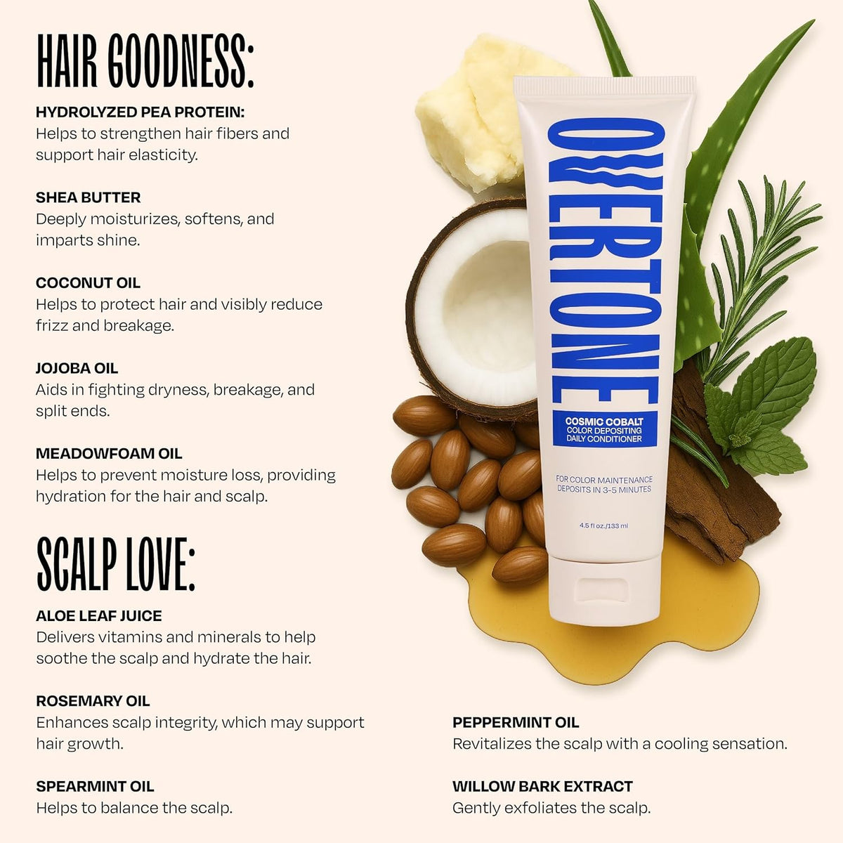 Overtone Daily Color Depositing Conditioner - 4.5oz Temporary Coloring Conditioner with Shea Butter