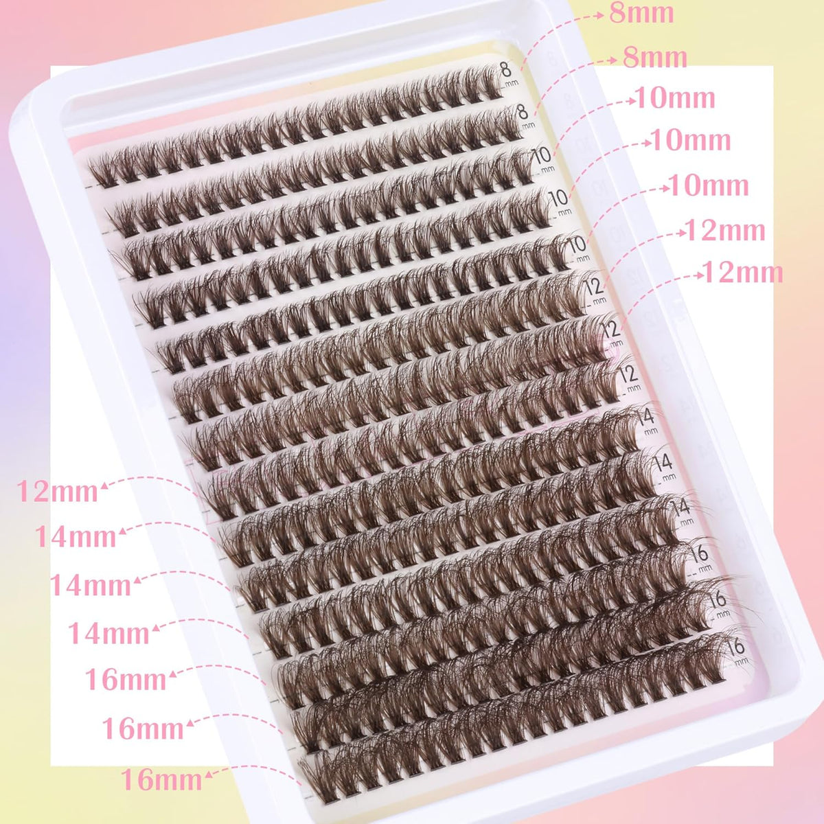 Brown Lash Clusters Eyelash Extensions 280pcs Volume Eyelash Clusters Lash Extensions 8-16MM