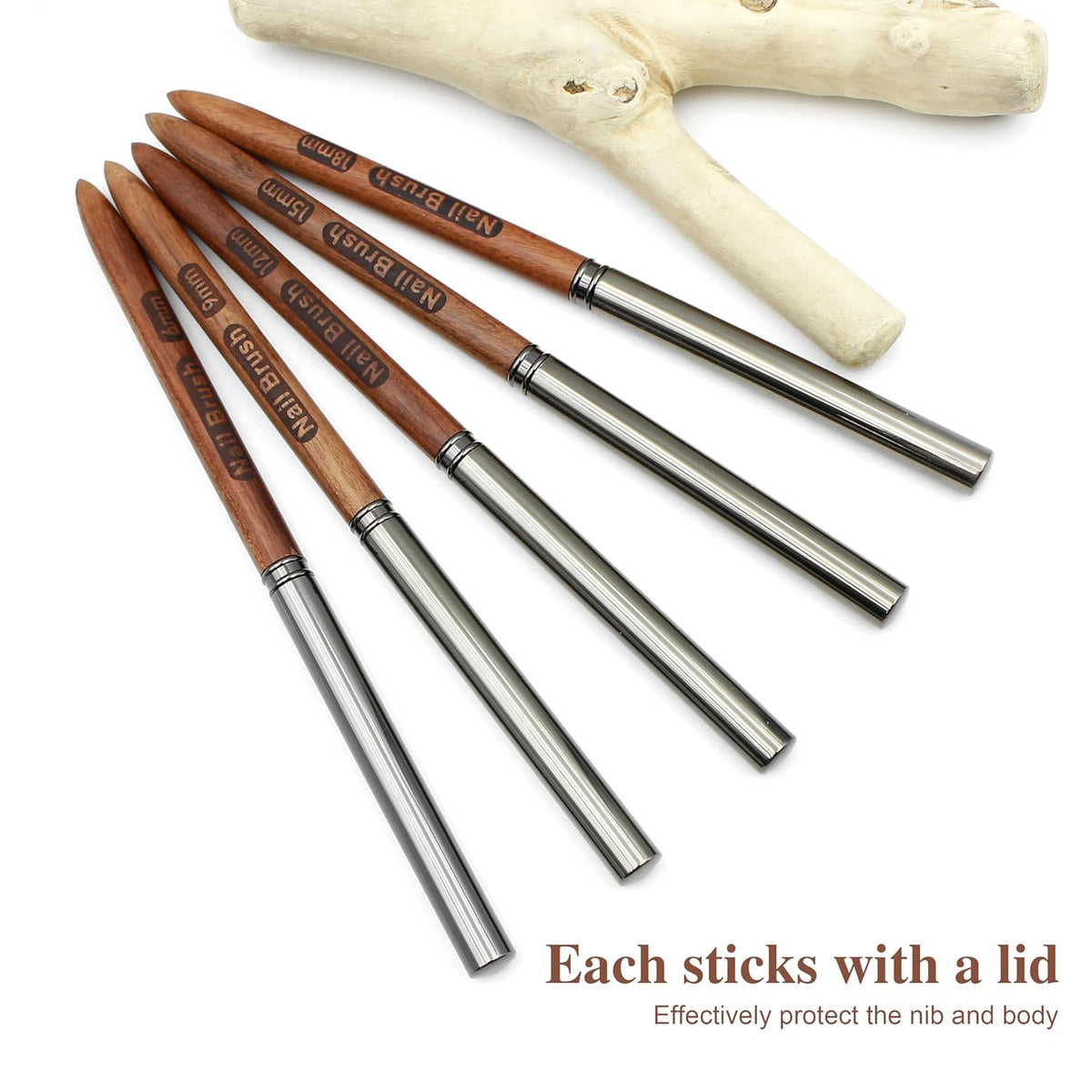Nail Art Brushes, 5Pcs Wooden Nail Art Liner Brushes,Natural color,Painting Art Design Brush Set