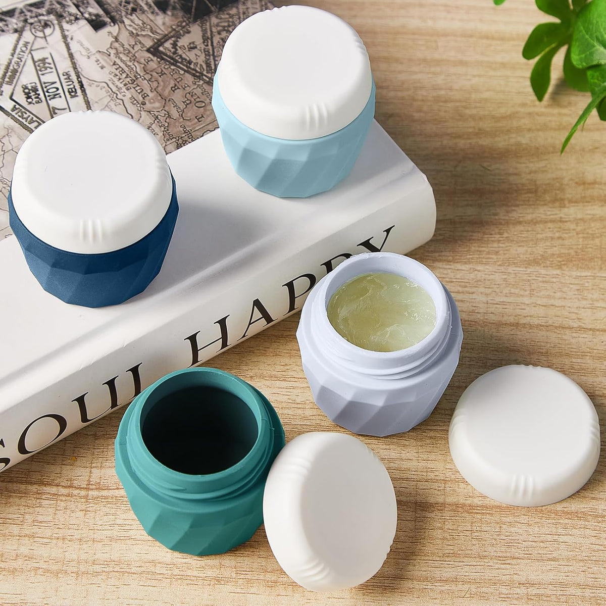 Travel Containers for Toiletries, Premium Silicone Cosmetic Cream Jars, TSA Approved Leak-Proof