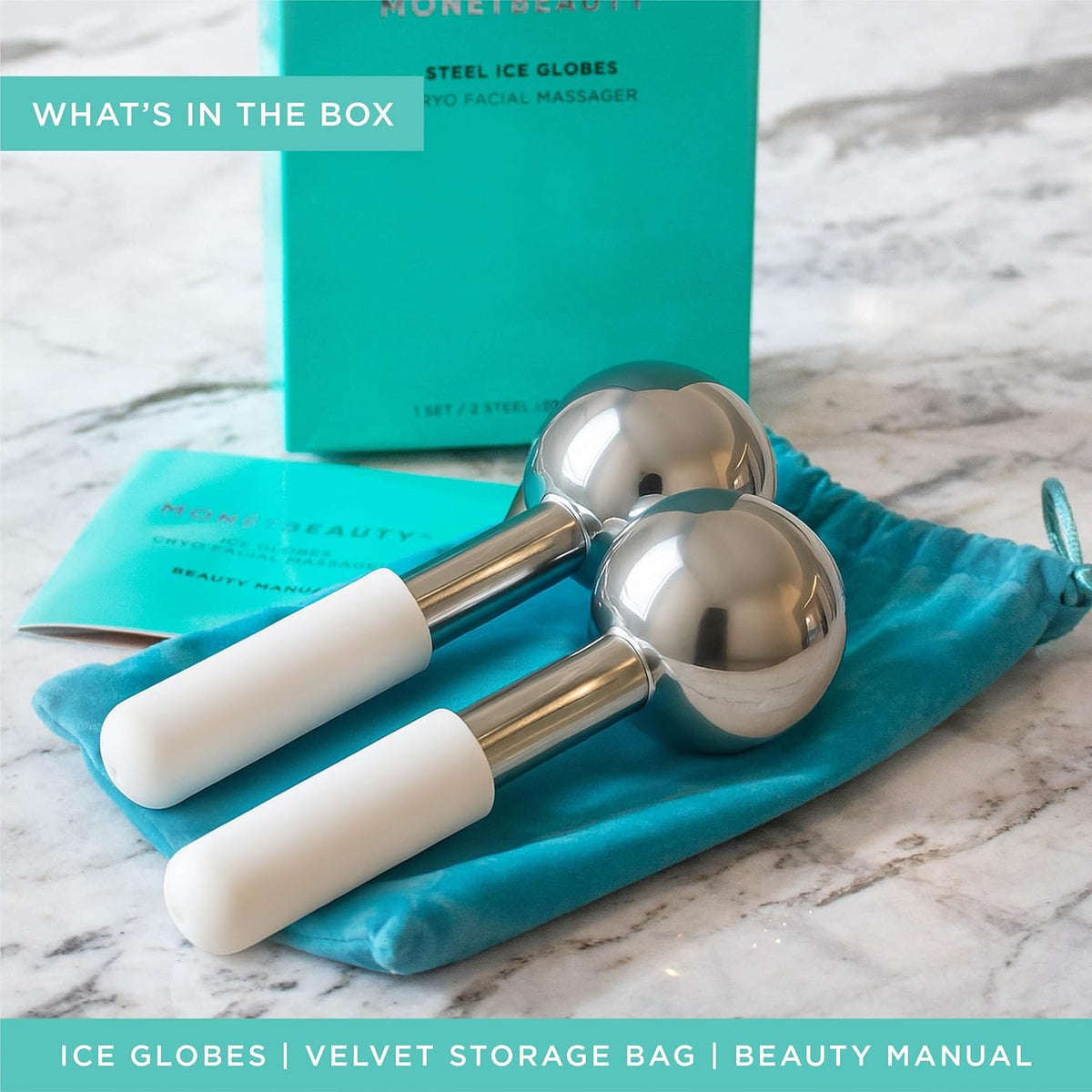 Stainless Steel Ice Globes for Facials (Silver), Durable Cryo Globes Instantly Reduce Puffiness
