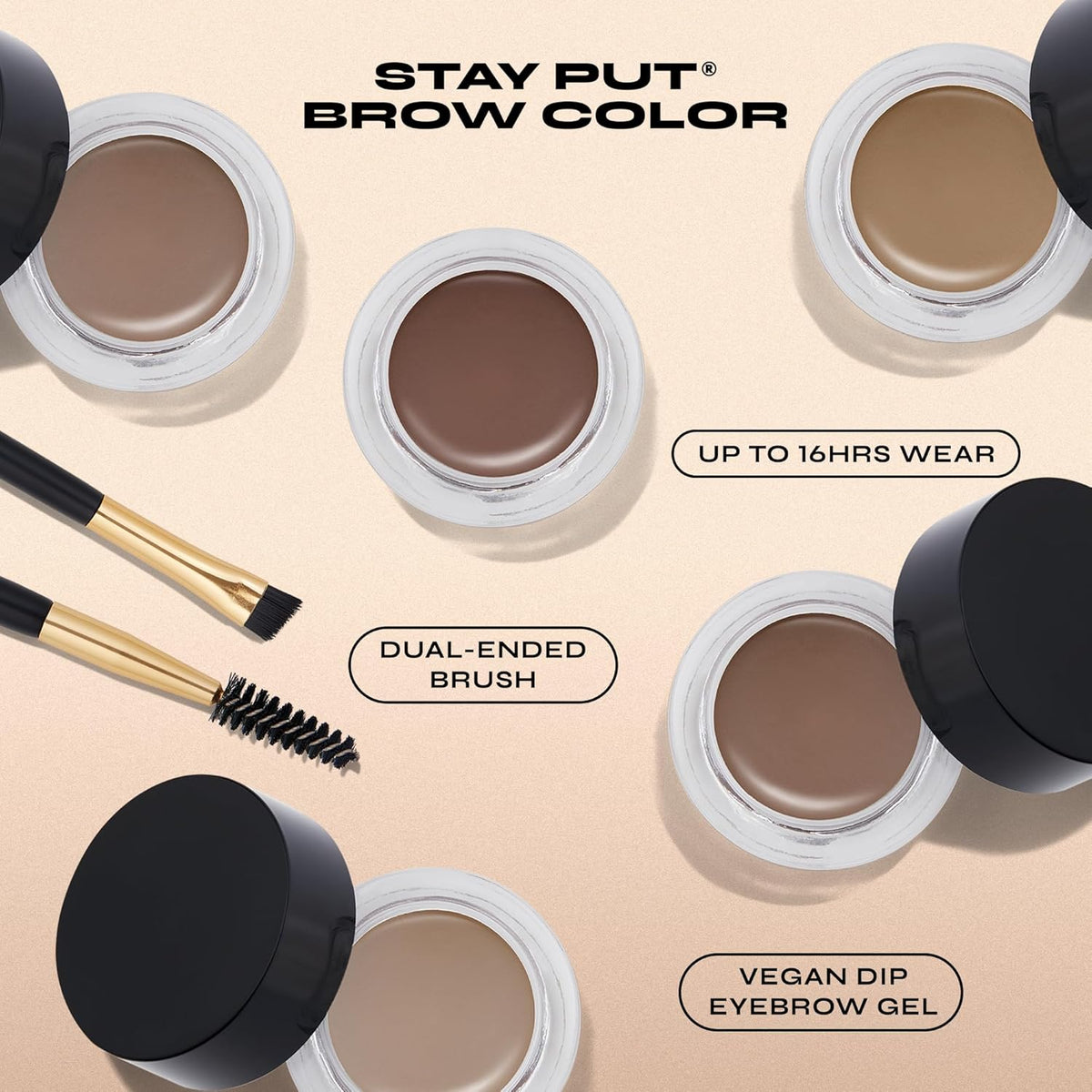 Milani Stay Put Brow Color - Soft Brown (0.09 Ounce) Vegan, Cruelty-Free Eyebrow Color that Fills