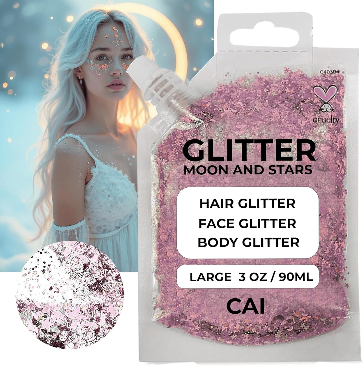 Face, Body & Hair Glitter Gel – Halloween Glitter for Kids and Women – 3 Oz Cosmetic-Grade Gel