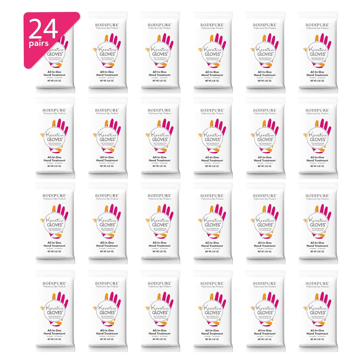Bodipure All-In-1 Moisturizing Hand Mask Gloves – Keratin & Vitamin E Treatment for Dry Cracked