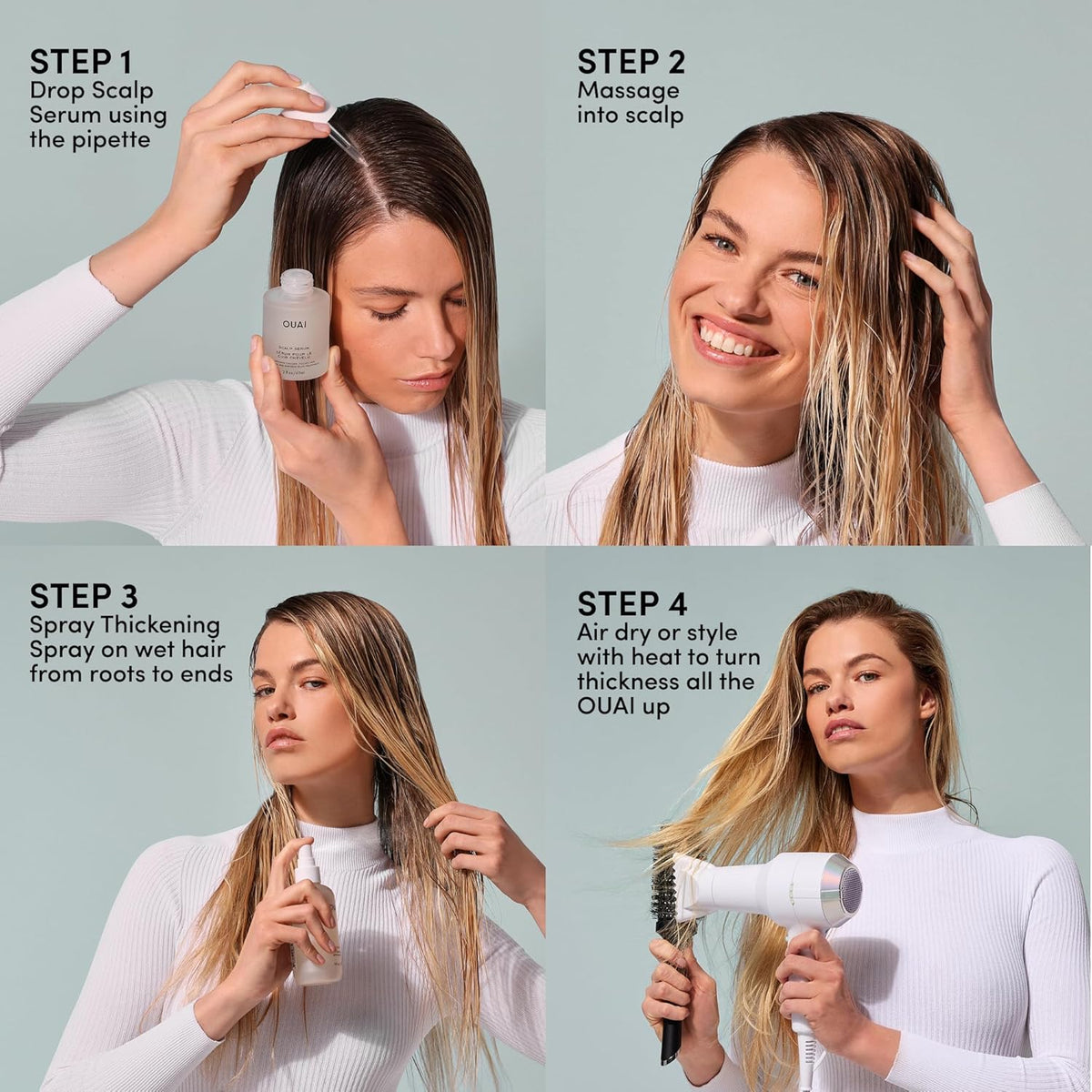 OUAI Hair Thickening Spray - Thickening & Volumizing Spray for Instantly Thicker, Fuller-Looking