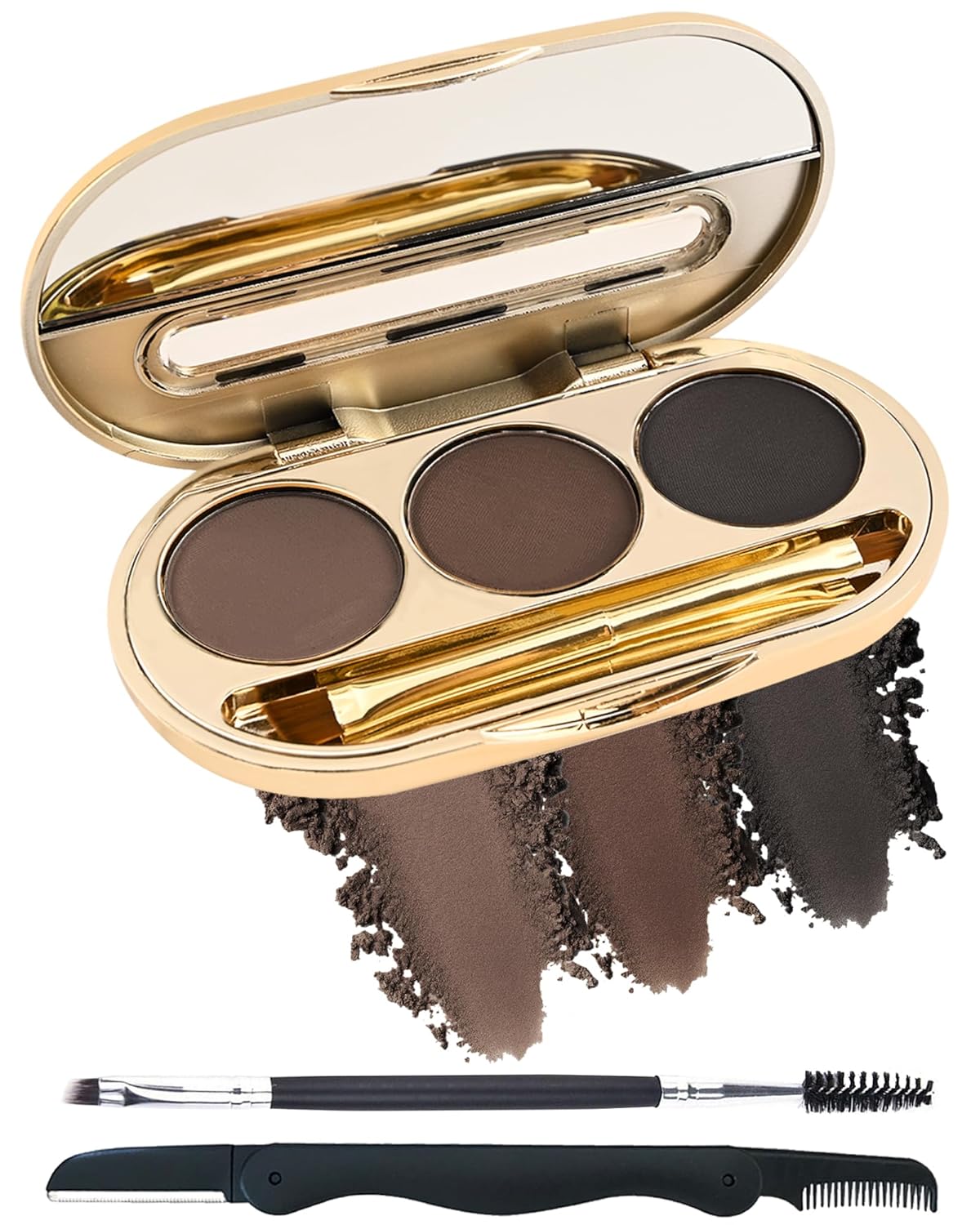 Eyebrow Powder Makeup Kit-3 Colors Eye Brow Tinting Powder Palette for Women Eyebrows Long-Lasting