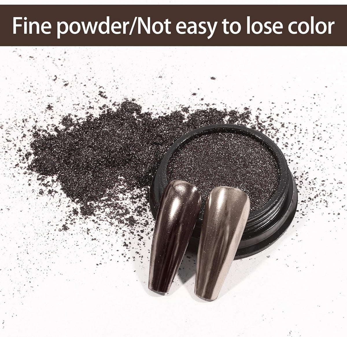 Artdone Chrome Nail Powder, Coffee Color Iridescent Aurora Powder Metallic Mirror Effect Pigment