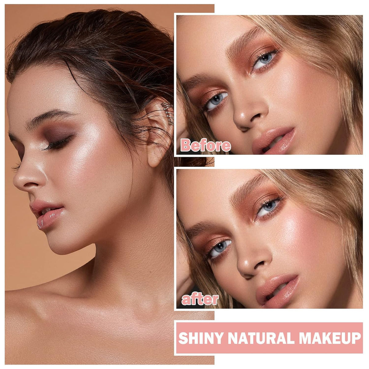 Face Shimmer Highlighter Palette, 1.0 Ounce, Pearl White+Fairy Pink, Long-Lasting, Shimmery
