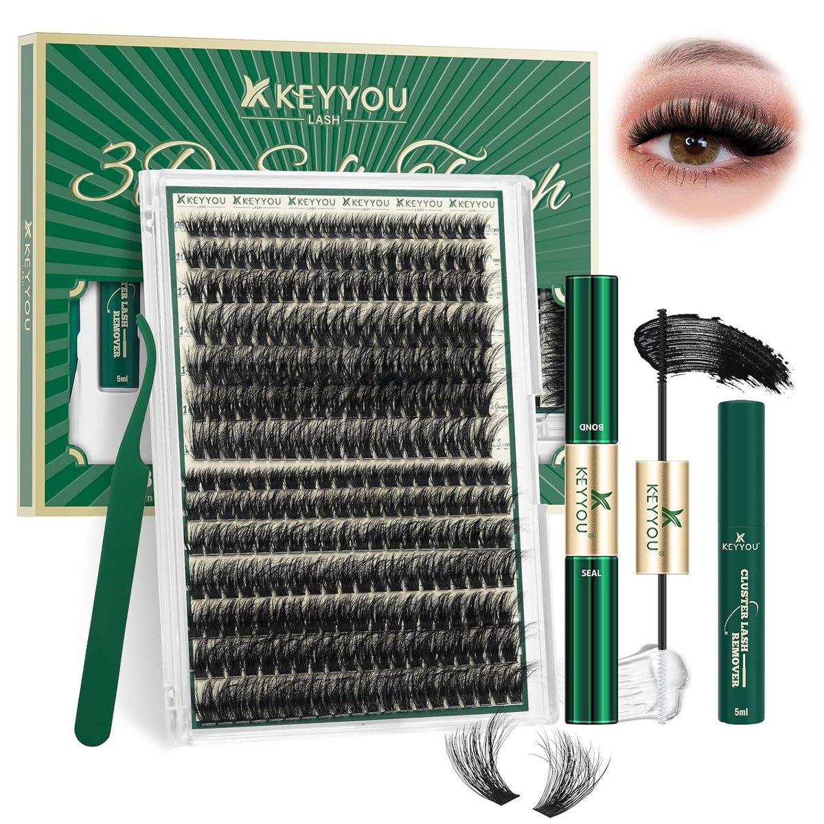 Clusters Kit 3D Effect Eyelash Clusters Kit 280pcs 80D100D 8-16MIX D Curl Individual Lashes Kit