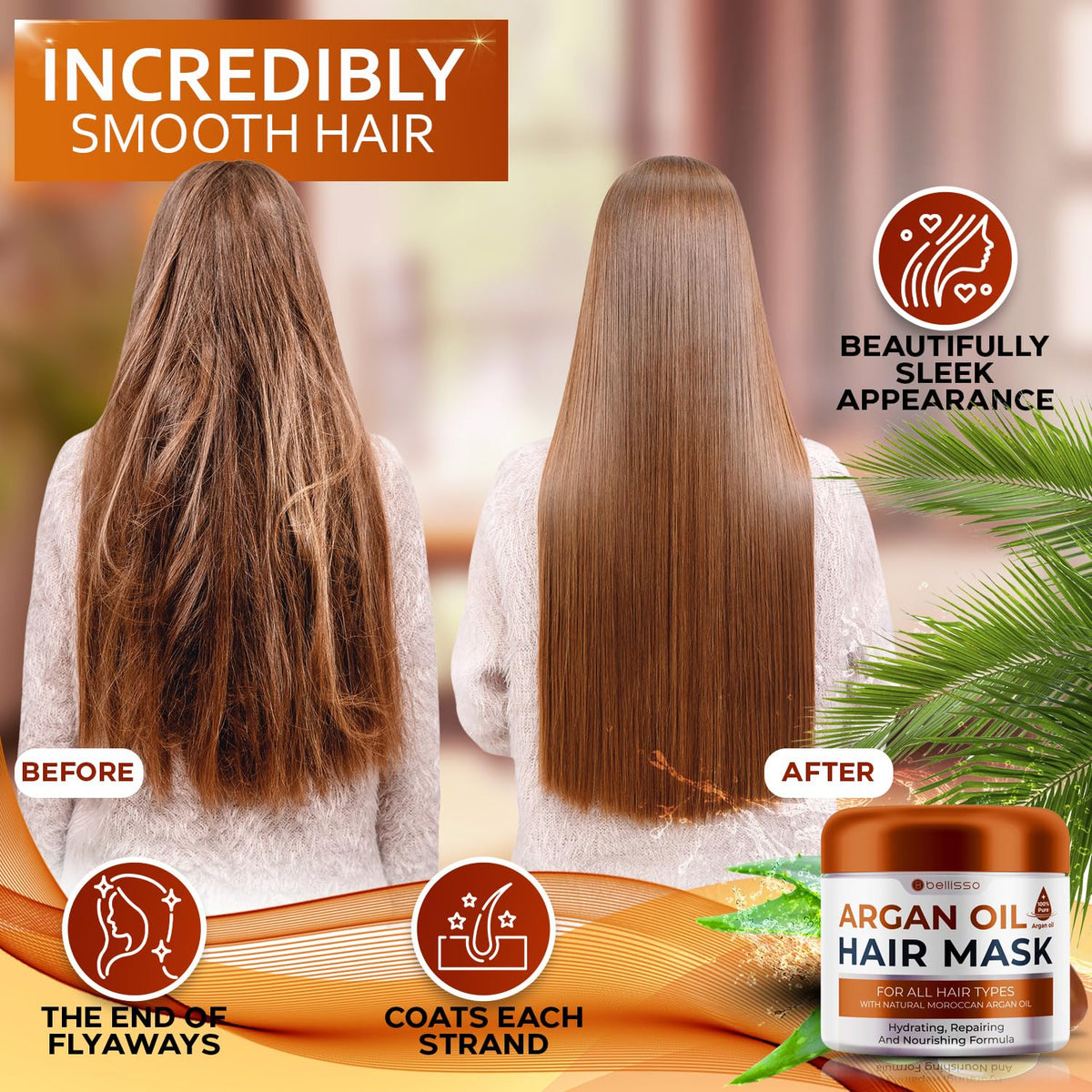 Moroccan Argan Oil Mask - Deep Conditioning Moisturizer for Dry, Extremely Damaged Hair - Hydrating