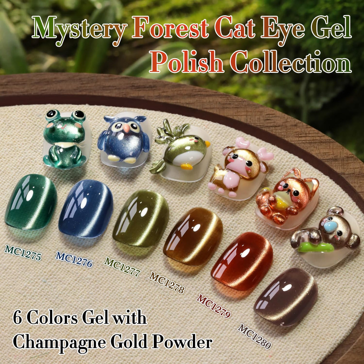 Double Rhythm Cat Eye Gel Nail Polish Set of 6 Same Color Same Bottle 0.5 Oz Shimmer Glitter with