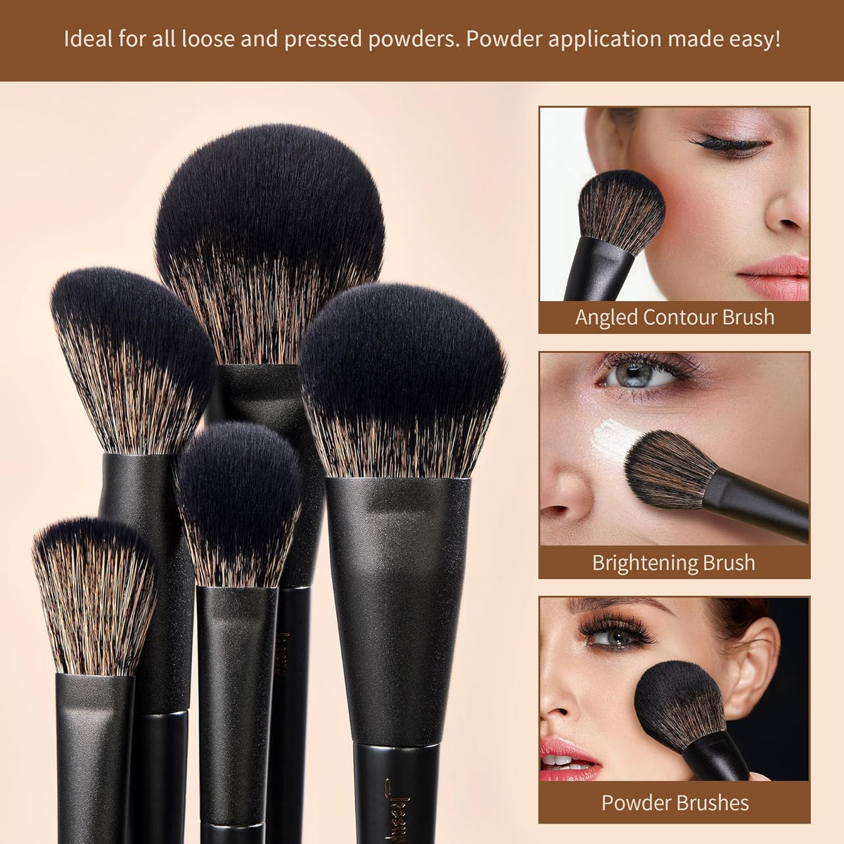 Jessup Makeup Brushes Set Jessup Make up Brushes 14Pcs Black Kabuki Foundation Eyeshadow Contour