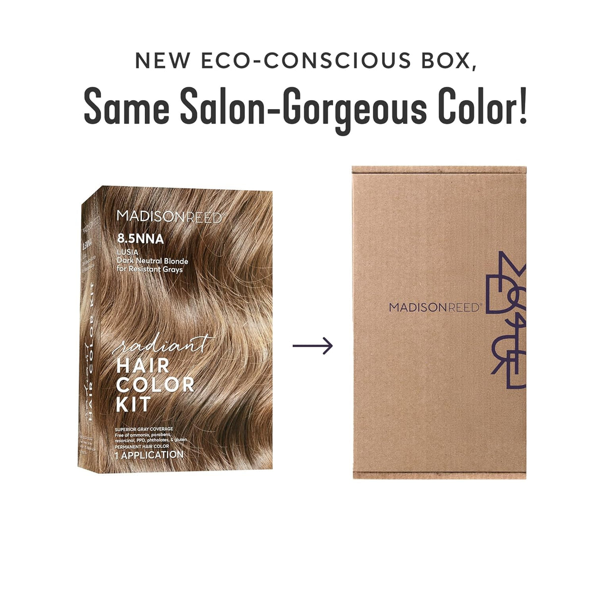 Madison Reed Radiant Hair Color Kit | 8.5NNA Dark Neutral Blonde (Lusia Blonde) 100% Maximum Gray