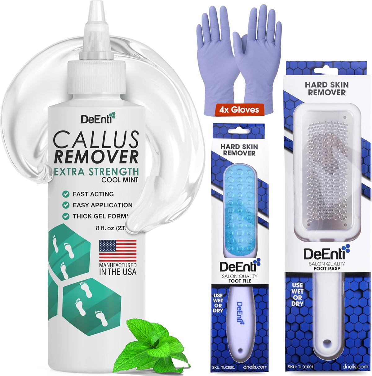 DeEnti Callus Maintenance Pack, Bundle Includes Mint Scented Callus Remover, Metal Foot Rasp, Foot