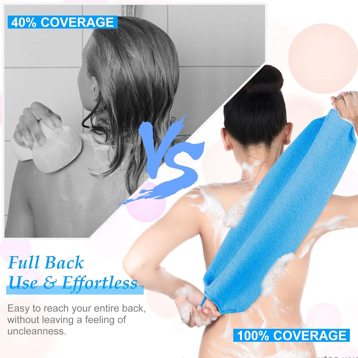 Moukeren Exfoliating Back Scrubber with Handles 4 Pack Nylon Back Exfoliator Extended Length