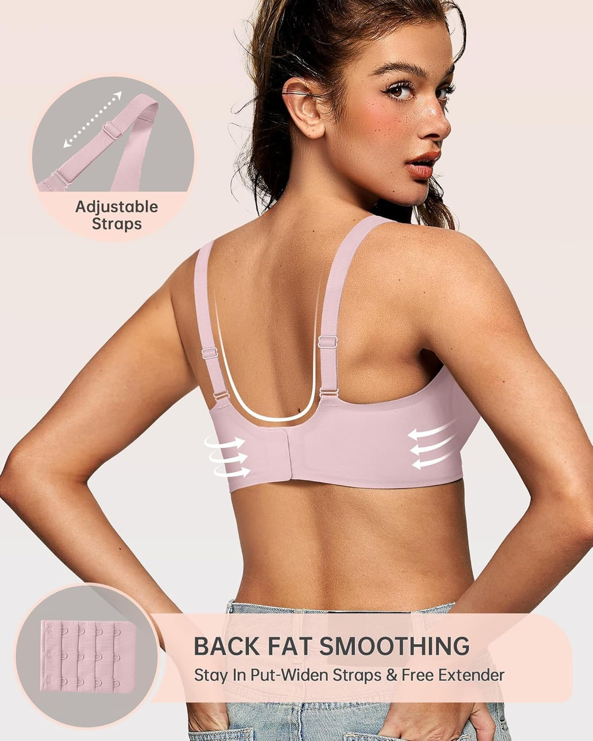 OEAK Womens Deep V Bras Wireless Comfortable Bra Supportive No Underwire Bras Tshirt Push Up