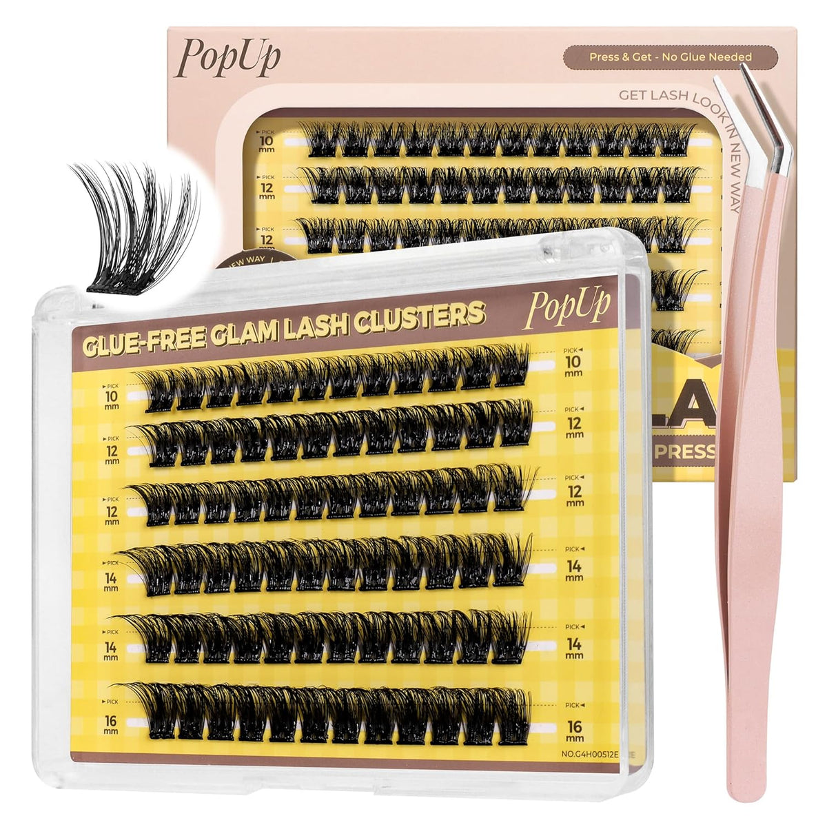 PopUp Self Adhesive Eyelashes Clusters, Press On Lashes Pre Glued Eyelash Extension Kit with Lash