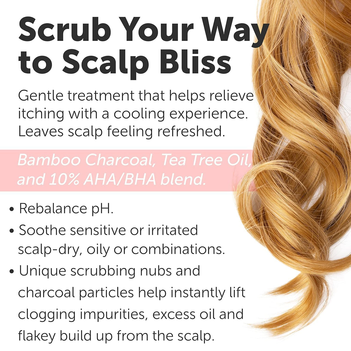 Sulfate-Free Charcoal Scalp Scrub with Bamboo Charcoal & Tea Tree Oil | Exfoliating Hair & Scalp