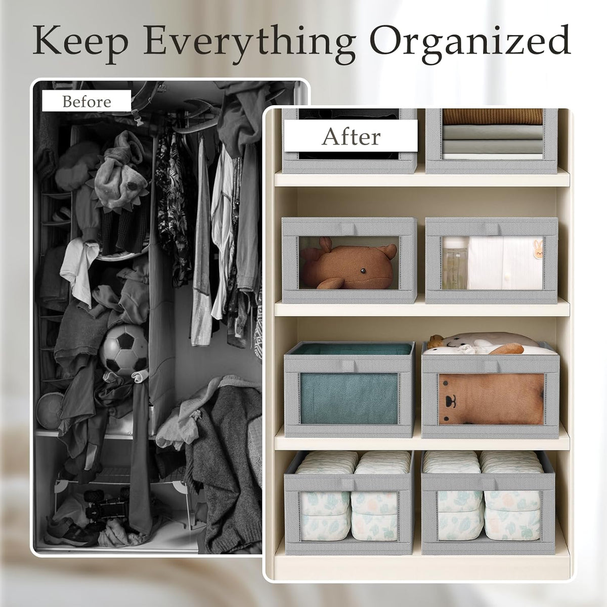 Criusia 8 Pack Linen Closet Organizers and Storage, Large Linen Closet Baskets for Organization
