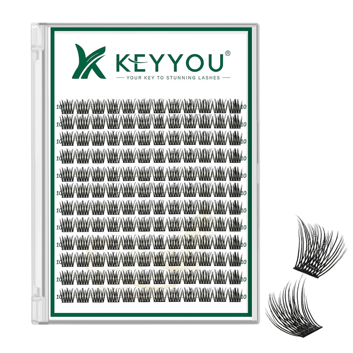 Lash Clusters 144pcs Individual Lashes D Curl 10mm Eyelash Clusters KEYYOU Air Touch Cluster Lashes