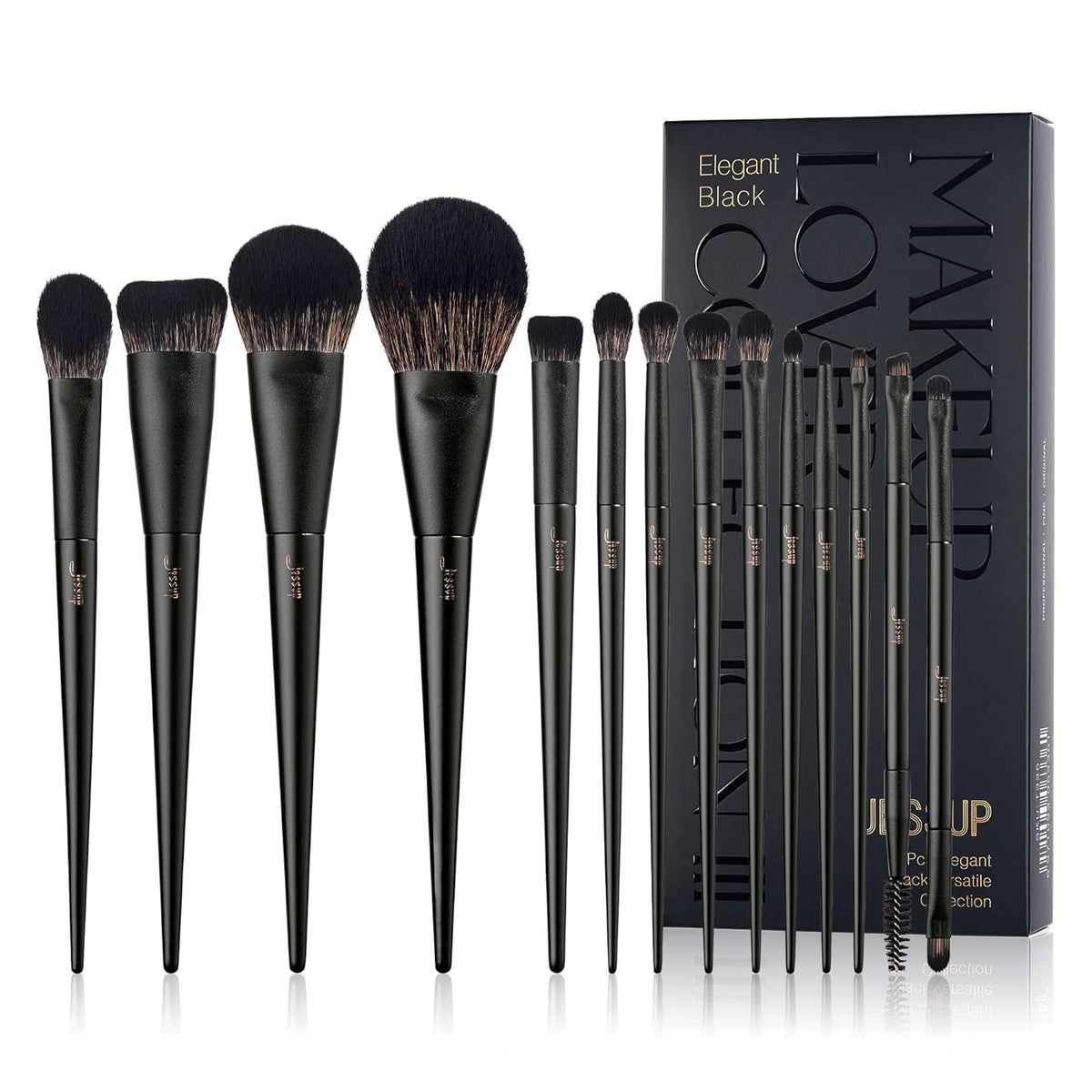 Makeup Brushes Set Jessup Make up Brushes 14Pcs Black Kabuki Foundation Eyeshadow Contour Concealer