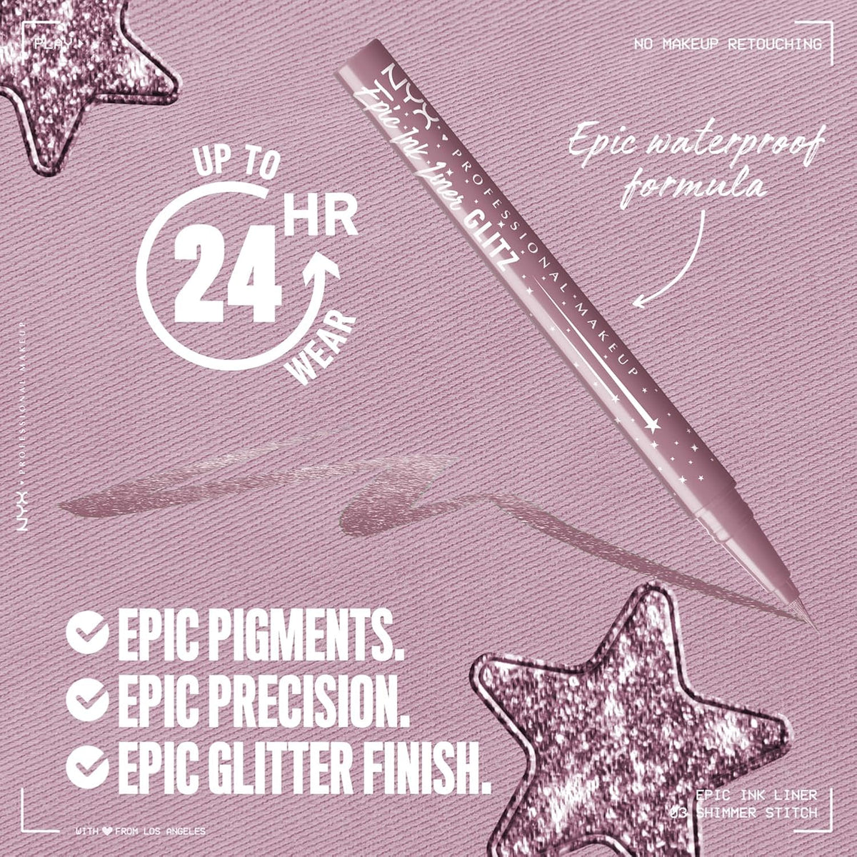NYX PROFESSIONAL MAKEUP Epic Ink Glitz Liner, Waterproof Metallic Liquid Eyeliner with Vegan
