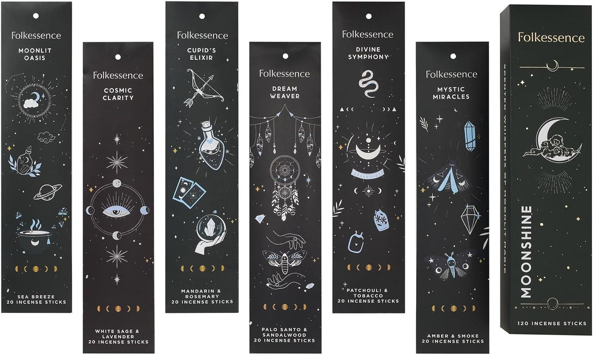 Folkulture Set of 6 Incense Sticks | 120 Organic Insence Sticks - Non Toxic Palo Santo &