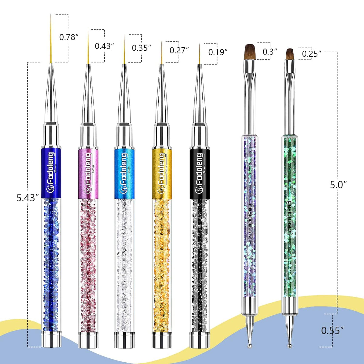 Nail Art Brushes, 7Pcs Nail Design Brushes for Salon at Home DIY Manicure with Nail Liner Brush and