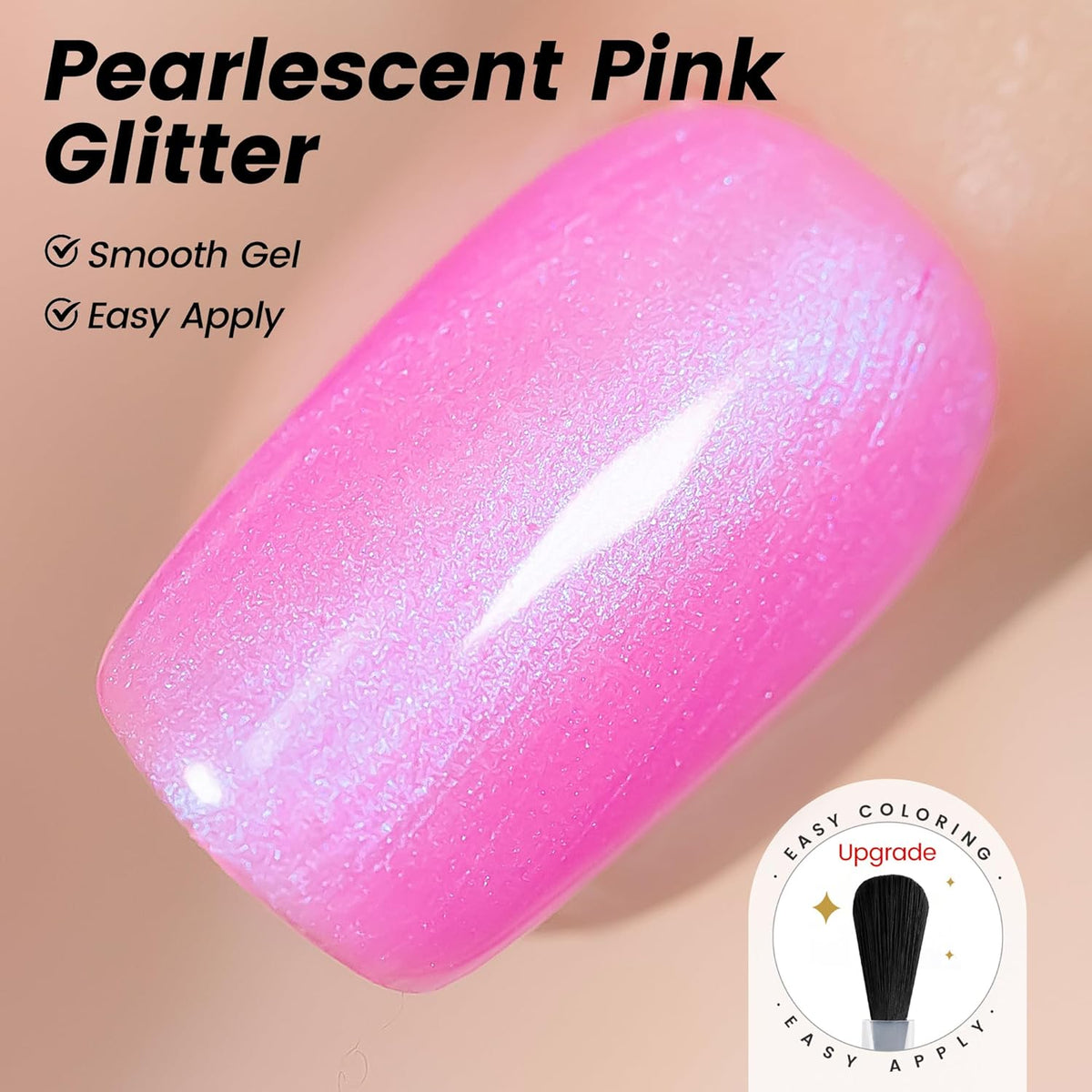 YTD Likomey Gel Nail Polish,15ml Pearlescent Pink Glitter Fall Winter Shimmer Shiny Sparkly Salon