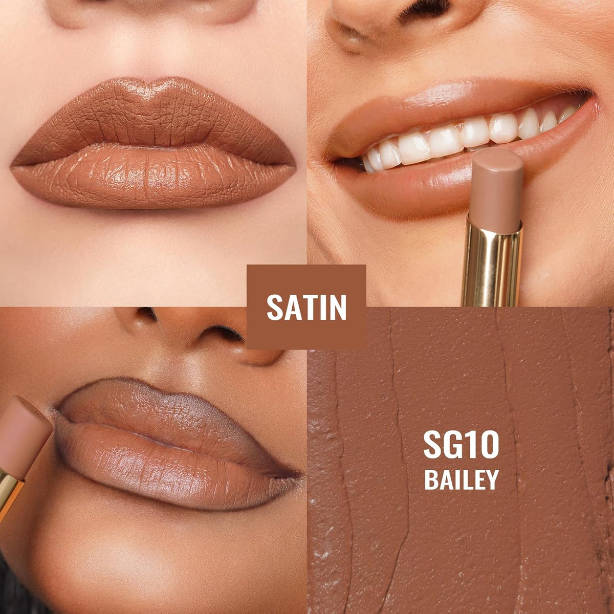 Oulac Color Rich Satin Lipstick - Light Brown Full Coverage Lip Color, Creamy Silky-Smooth
