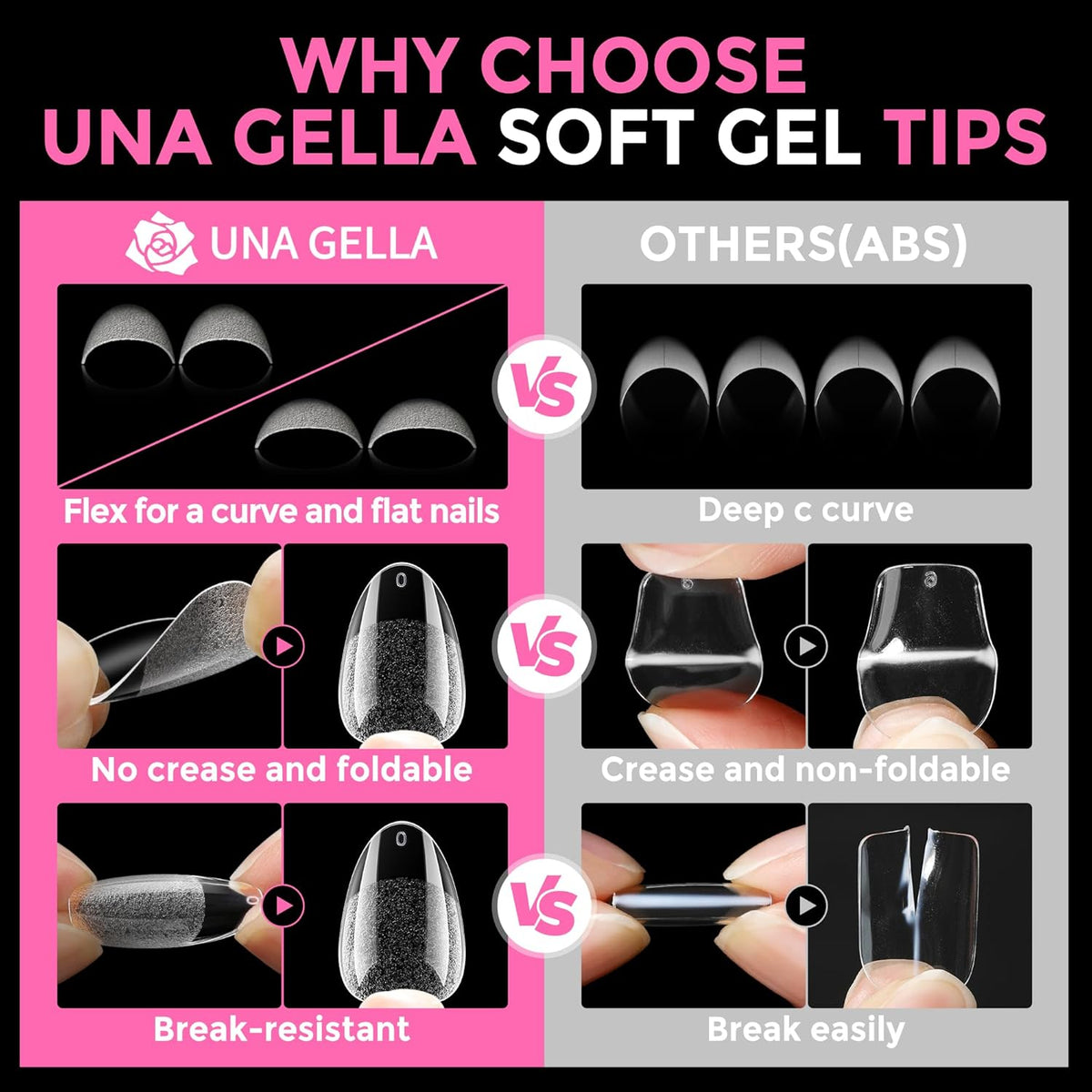 UNA GELLA Short Almond Round Fake Nails 216pcs Almond Press on Nails Pre-Shape Oval Gel Nail Tips