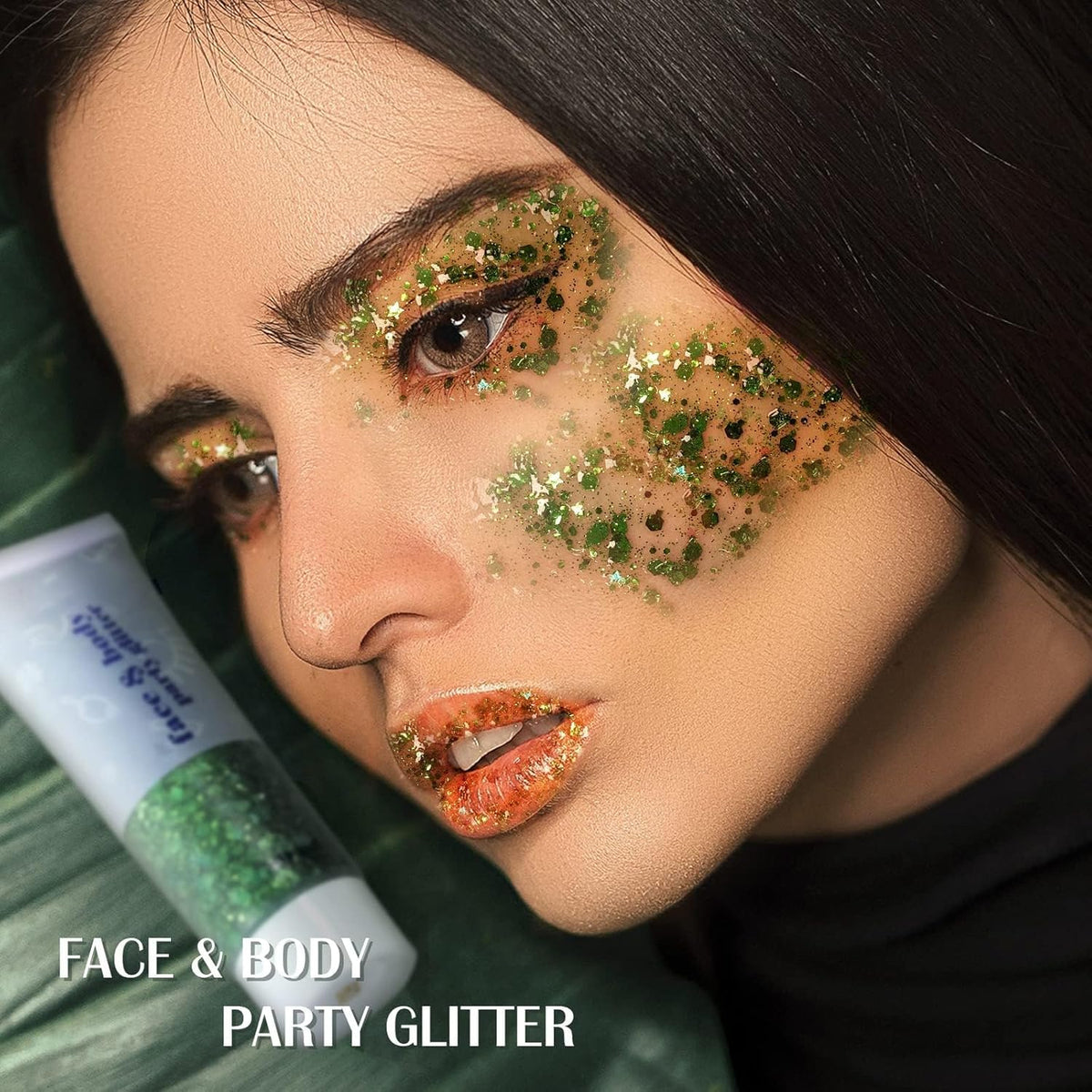 DAGEDA Green Body Glitter Gel, St Patricks Day Face Glitters Body Sequins Shimmer, Chunky Glitter