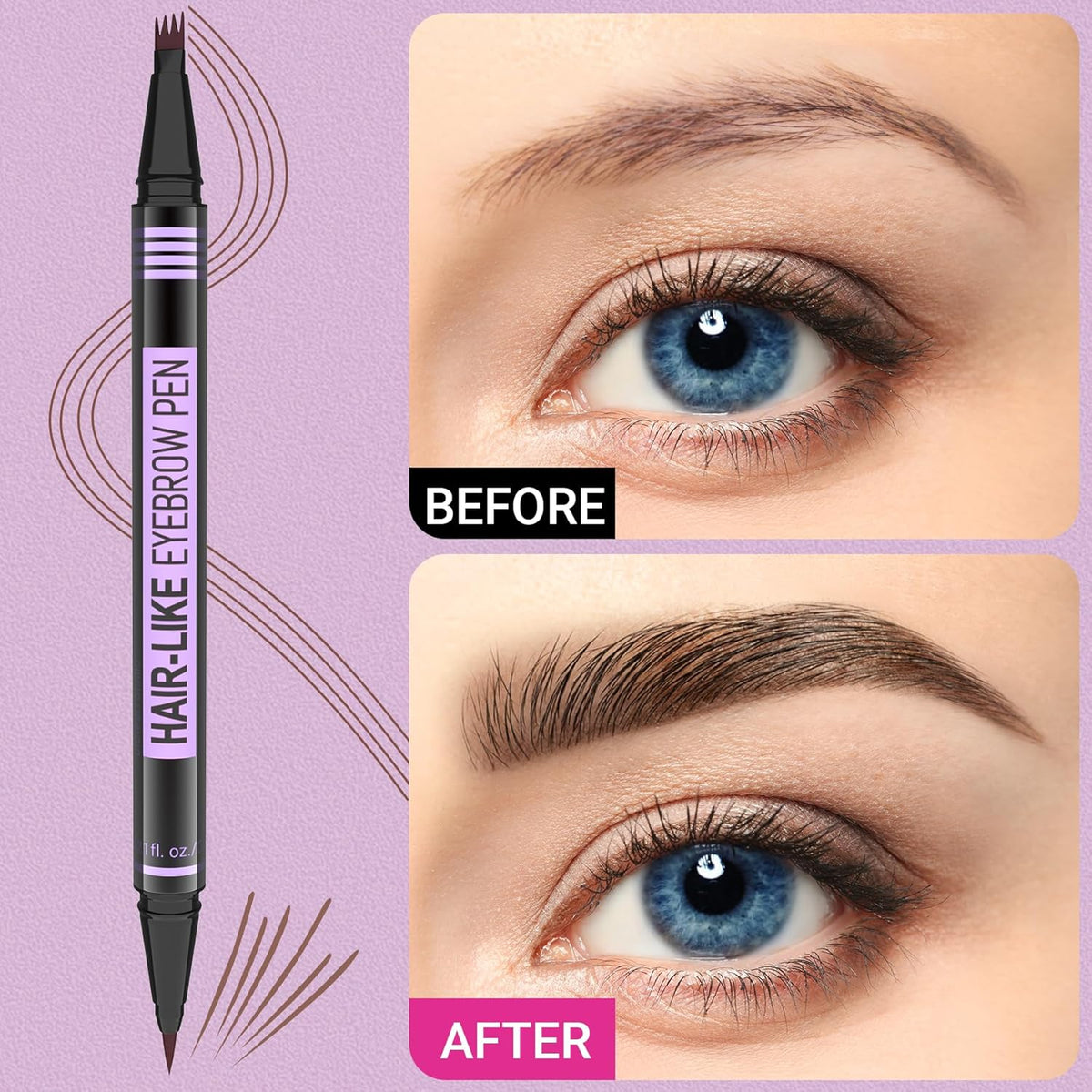 iMethod Eyebrow Pen - Eyebrow Pencil Magic 2-in-1 Eye Brow Pencils for Women with 4-Fork-Tip &