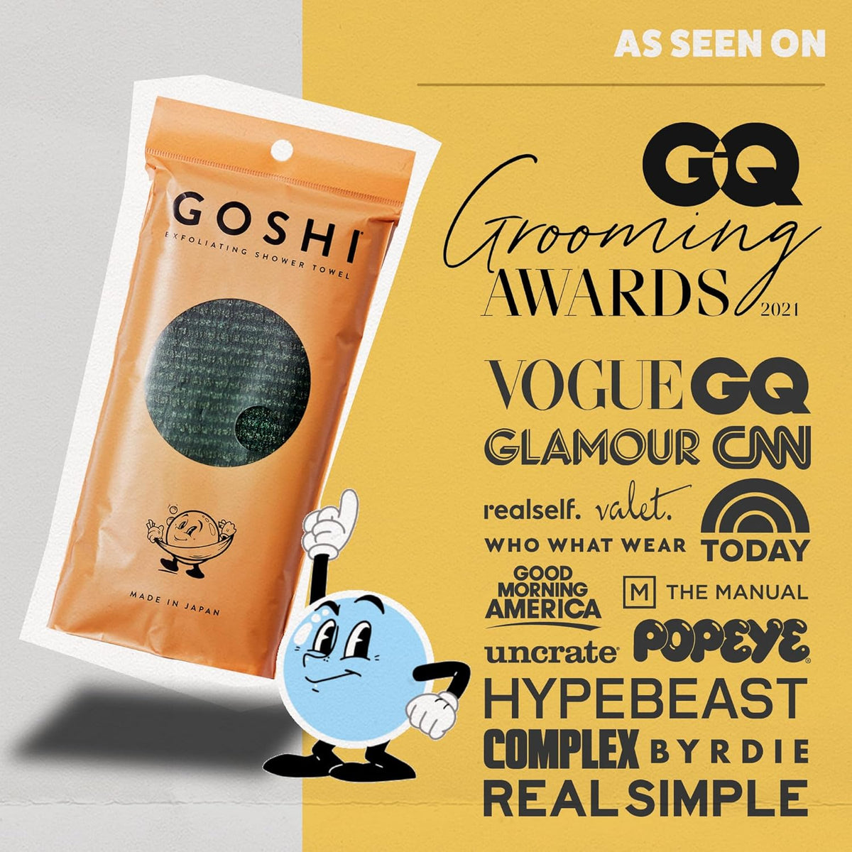 GOSHI Exfoliating Shower Towel - Rip-Resistant Exfoliating Washcloth for All Skin Types - Moss
