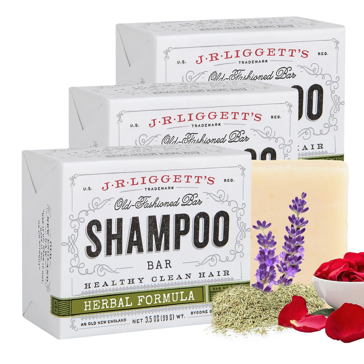 J·R·LIGGETT'S Shampoo Bar - Herbal Formula, All Natural Bar Shampoo for Hair with Coconut Oil &