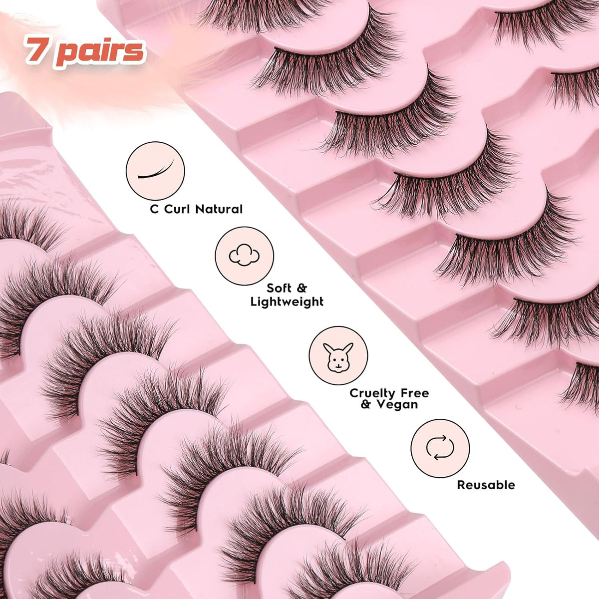 Eyelashes Natural Cat Eye Lashes 16mm Flase Eyelashes Flared Strip Lashes Fluffy False Lashes That