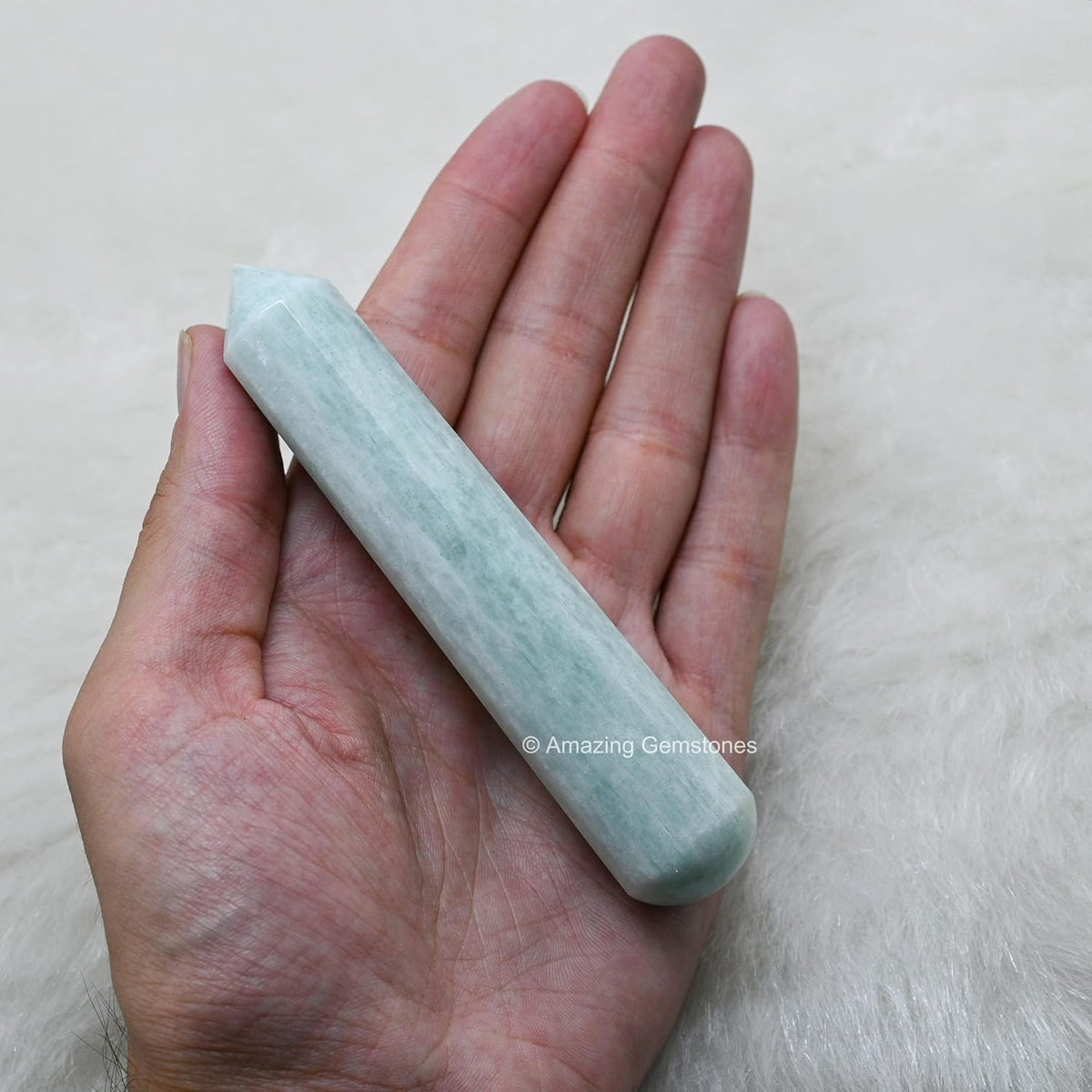Amazing Gemstone Amazonite Crystal Wand Massage Stick - Pelvic Wand Gua Sha for Adults - Crystals