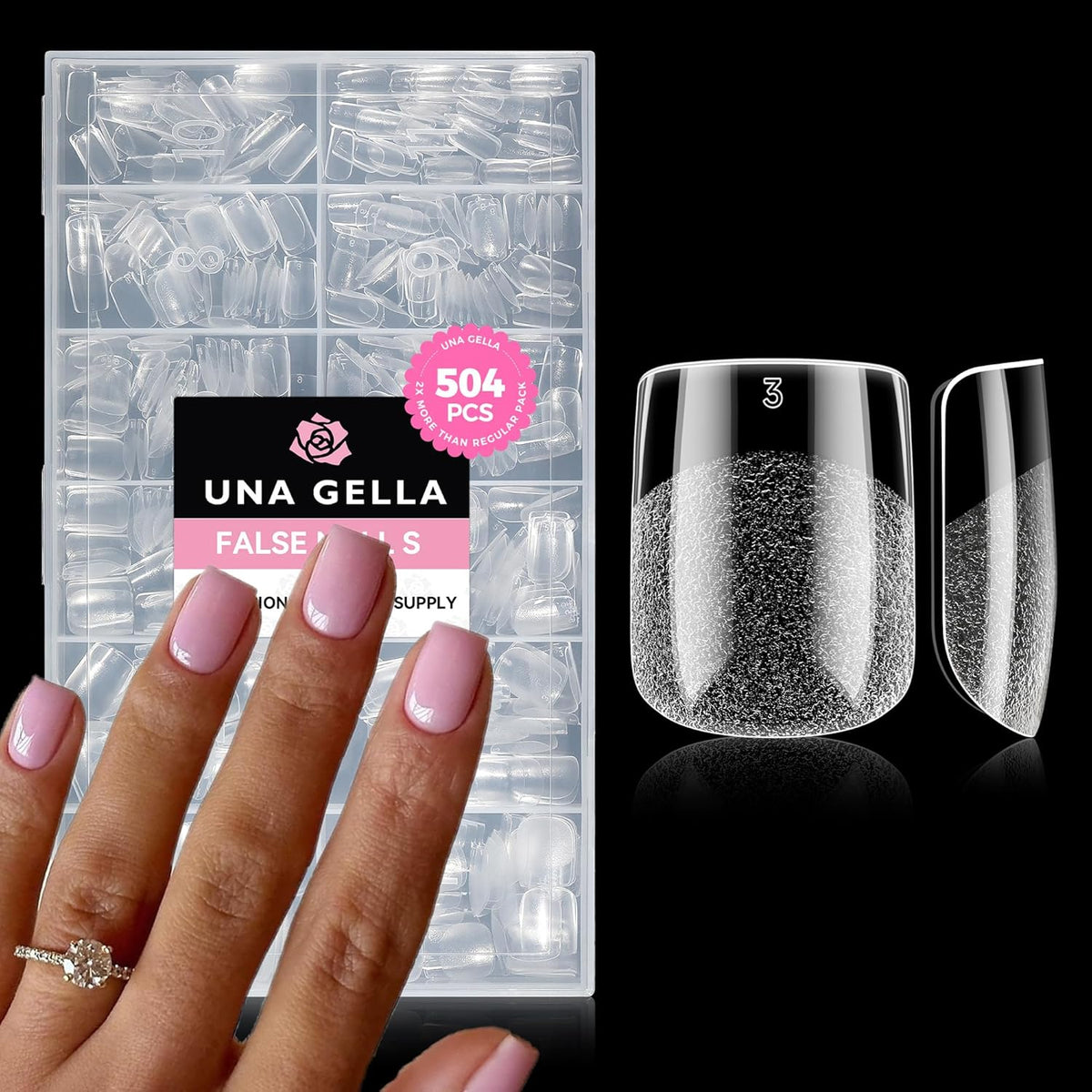 UNA GELLA Extra Short Nail Tips: 504pcs Square Fake Nails Pre-shape XS Short Square Press on Nails