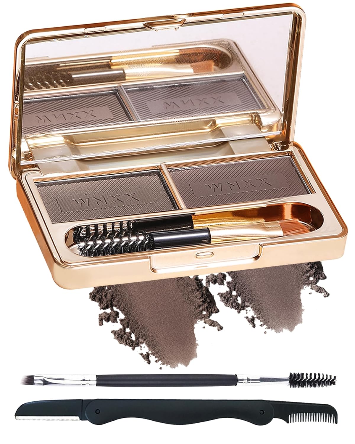 Eyebrow Powder Kit-2 Colors Eye Brow Tinting Powder Palette Long-Lasting Waterproof, Light Dark