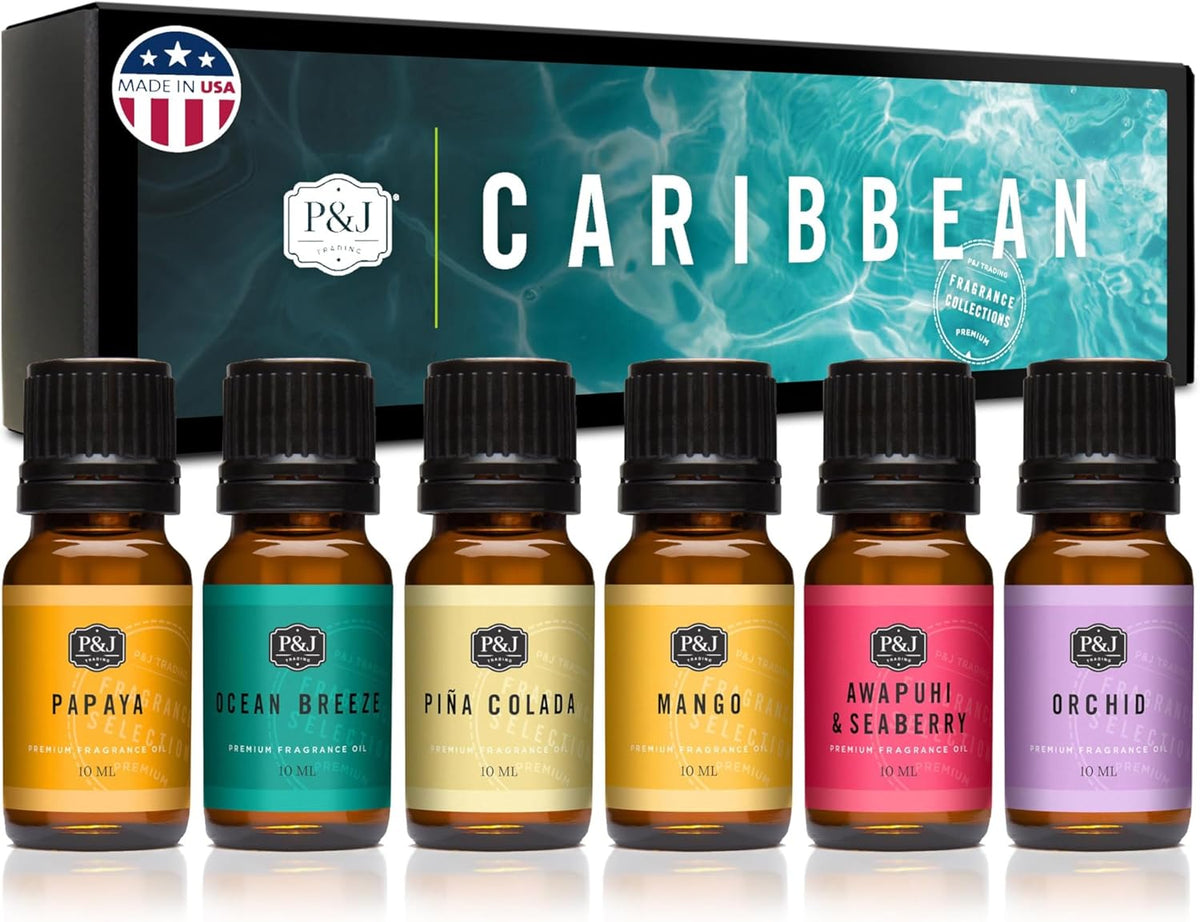 P&J Trading Fragrance Oil Caribbean Set | Pina Colada, Awapuhi Seaberry, Papaya, Mango, Ocean