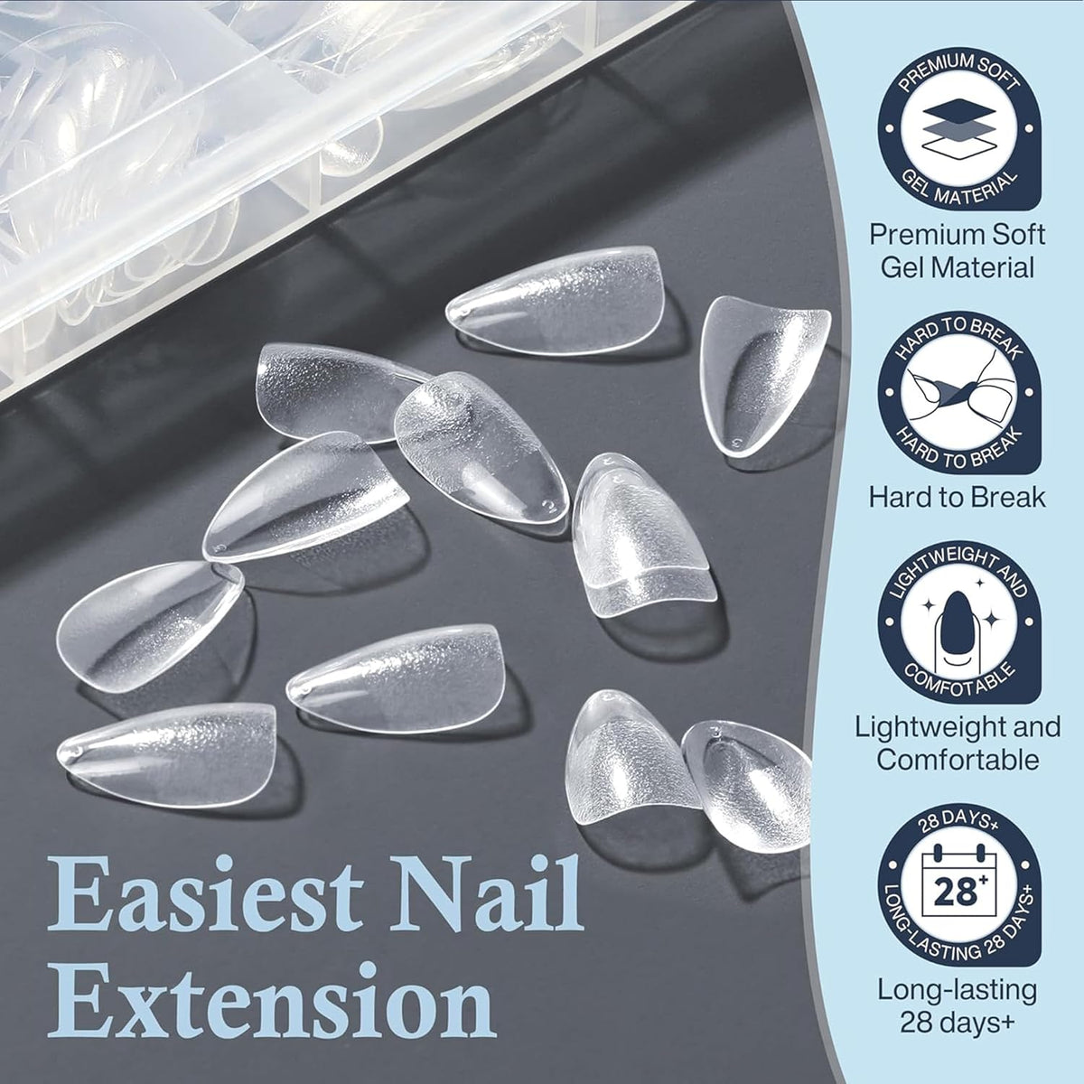 Short Almond Nail Tips: 504pcs Soft Gel Nail Tips Pre Etched Short Fake Nails, Half Matte Full