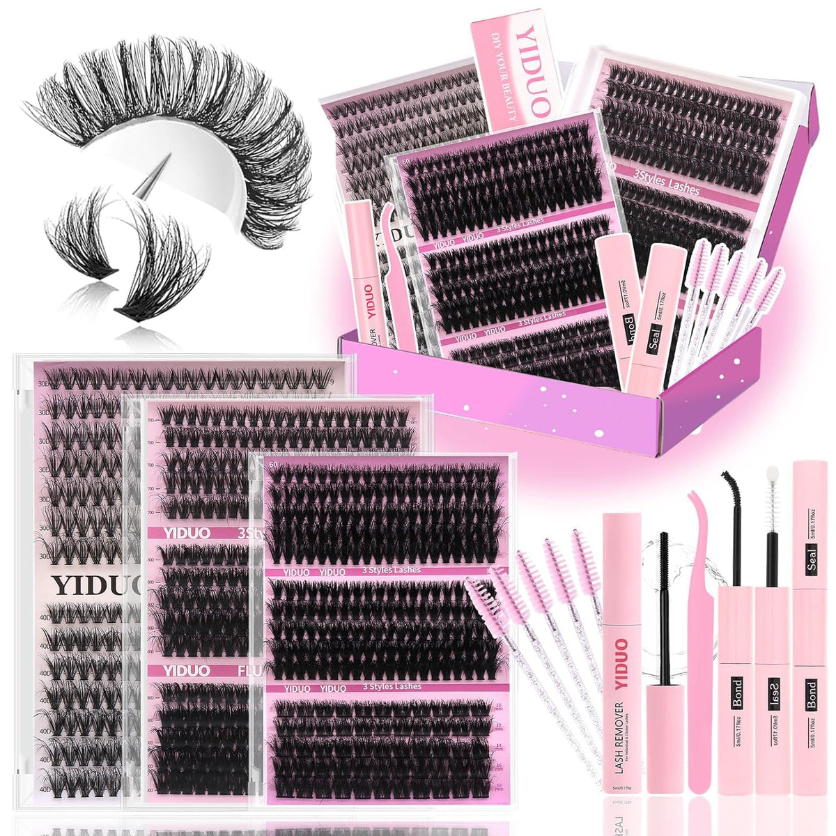 Lashes 7 style Mixed C-Curl False Eyelashes Extensions Clusters Lashes Kit Gift Packs 835Pcs with
