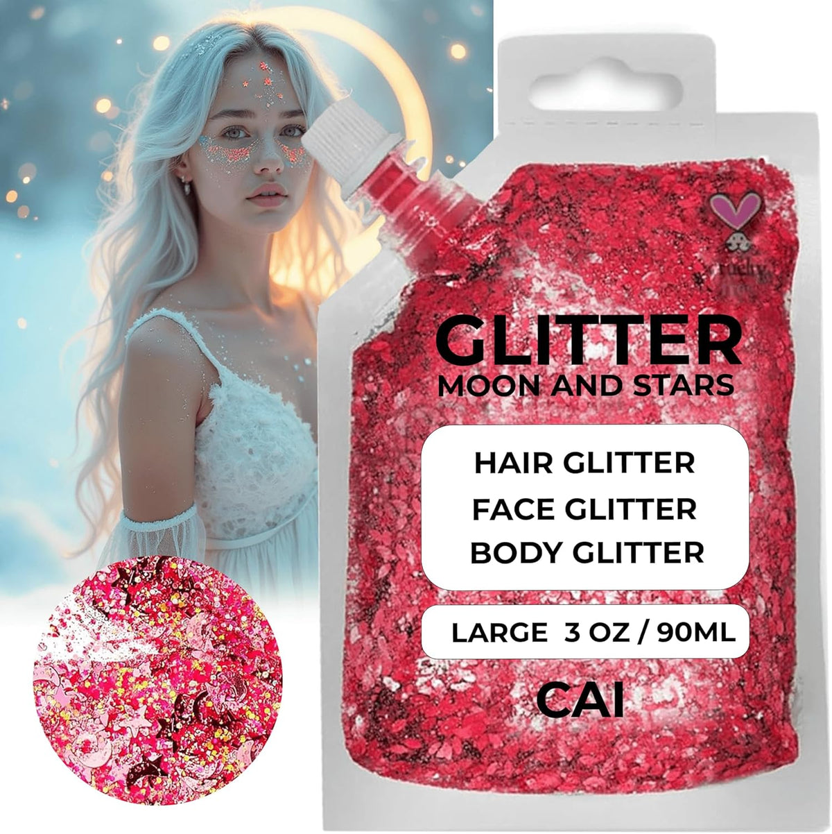 Face, Body & Hair Glitter Gel – Halloween Glitter for Kids and Women – 3 Oz Cosmetic-Grade Gel