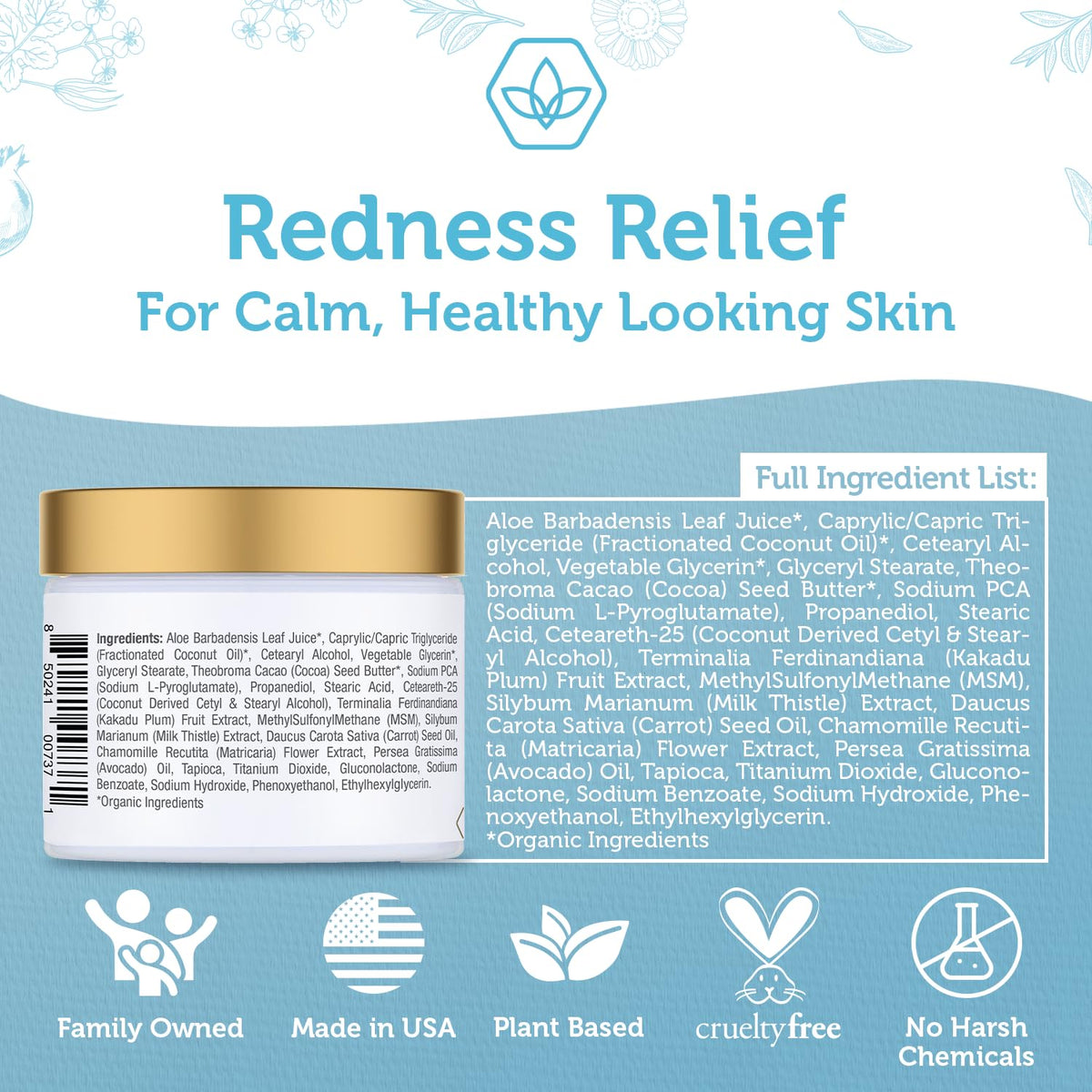 Era Organics Cream Redness Relief Moisturizer- Soothing Redness Relief for Face with Manuka Honey