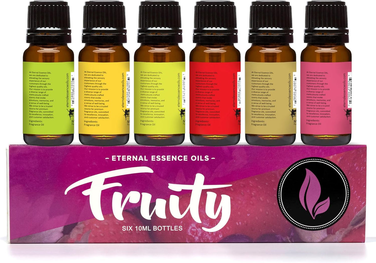 Eternal Essence Oils Fruity Set of 6 Premium Fragrance Oils - Includes Apple, Mango Madness