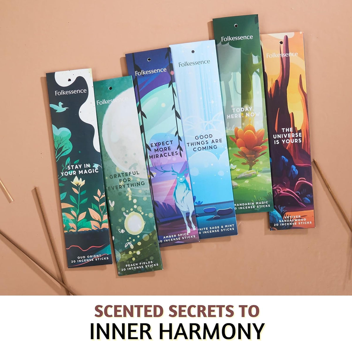 Folkulture Incense Sticks | Set of 6 (120 Non Toxic Insence-Sticks) with 45 Mins Burn Time | White