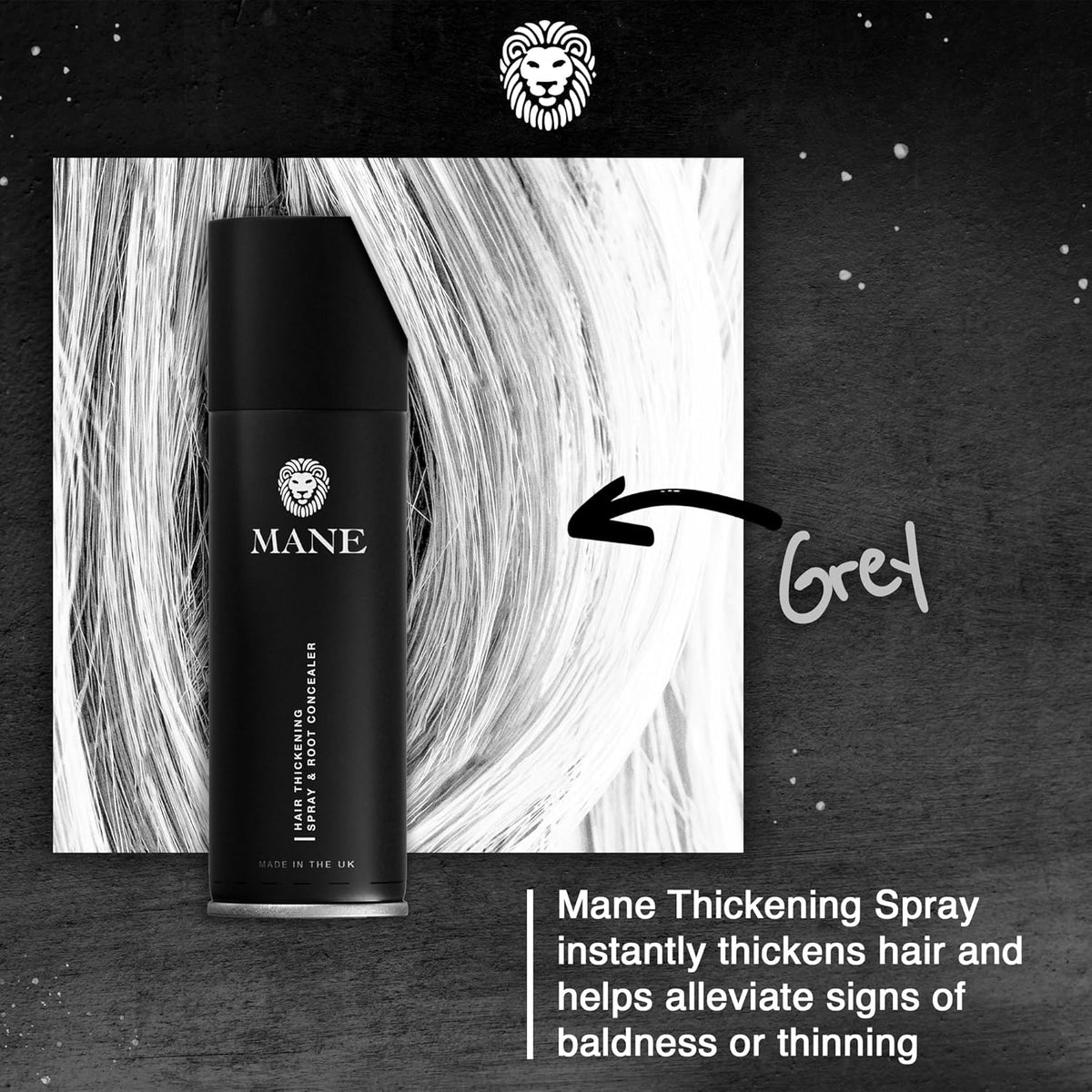 Mane Hair Thickening Spray & Root Touch Up, Instantly Thicker Hair for Men & Women, Fill in