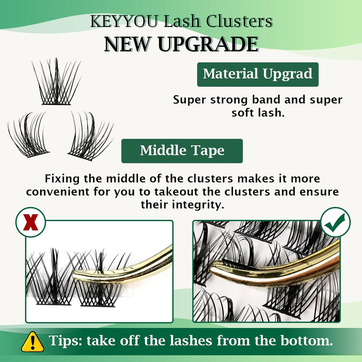 Lash Clusters,96 Pcs Cluster Lashes D Curl 16mm DIY Lash Extensions Eyelash Clusters,KEYYOU Volume