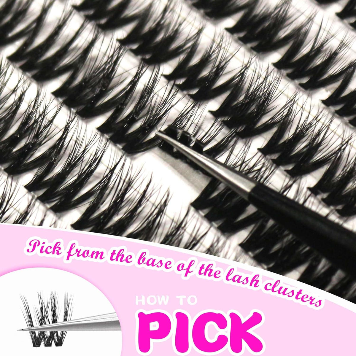 GAQQI Lash Clusters, Cluster Eyelash Extensions 110 Cluster Lashes, Wispy Volume Eyelash Clusters