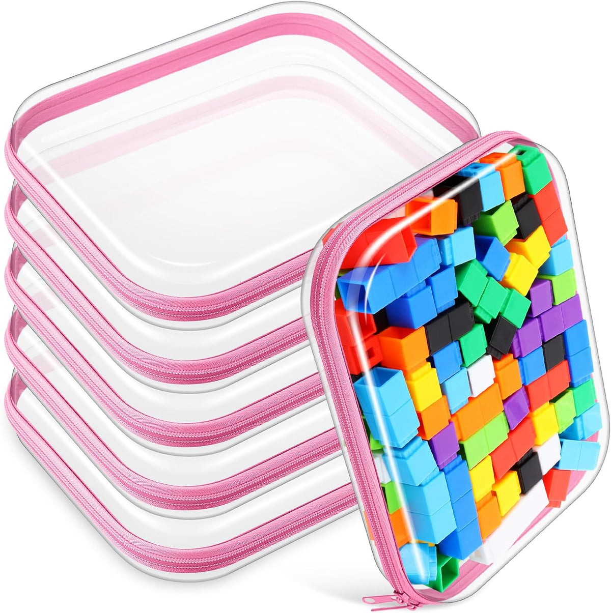 Sanwuta 6 Pcs Clear Hard Zipper Case Pencil Pouches Hard Plastic Zipper Pouches Makeup Bag